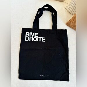 Saint Laurent Black & White 'RIVE DROITE' Canvas Tote